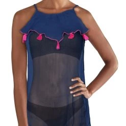 Wholesale 😍 Jessica Simpson Juniors 👩 Womens Chiffon Tassel Swim Top Cover-Up ✔️