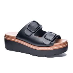Best deal 👏 Chinese Laundry 👩 women Surf'S Up Smooth 🩴 Sandals in Black 😉