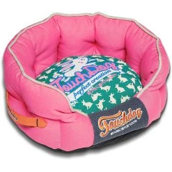 Coupon ⌛ Touchdog 'Lazy-Bones' Rabbit-Spotted Rounded Designer 🐶 Dog Bed 🥰