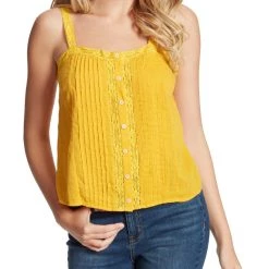 Deals 🔔 Jessica Simpson Albi 👩 Womens Lace Trim Cropped Cami 🌟