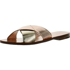 New ⭐ Botkier Ally 👩 Womens Patent Leather Criss-Cross Front Slide 🩴 Sandals 👏