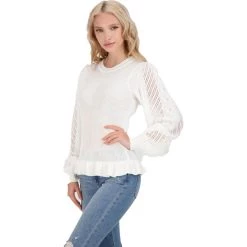 Cheapest 🌟 Jessica Simpson Gemma 👩 Womens Ruffled Crewneck Pullover Sweater ⌛ -Cheap Botkier Store 6b0813ea074f4542882dde104cdc9bba 1080x