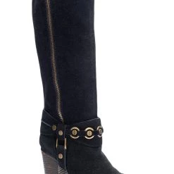 Promo ✔️ Chinese Laundry Backstreet 👩 Womens Leather Round Toe Mid-Calf 🥾 Boots 🧨