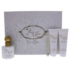 Best Sale 🌟 Fancy Love by Jessica Simpson for 👩 Women - 4 Pc Gift Set 3.4oz EDP Spray, 0.34oz EDP Mini Spray, 3oz Body Lotion, 3oz Bath and Shower Gel ⌛