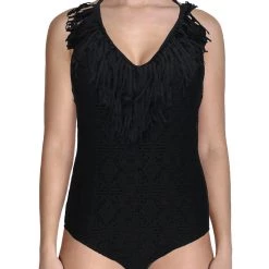 Cheapest 😍 Jessica Simpson 👩 Womens Crochet Fringed One-Piece 🩱 Swimsuit 🔥