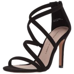 Hot Sale ✨ Chinese Laundry 👩 women Jillian Strappy Heel 🩴 Sandal in Black Suede ⭐