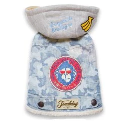 Best Sale ✨ Touchdog Outlaw Embellished Retro-Denim Hooded 🐶 Dog Sweater 🧥 Coat 🎁