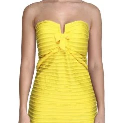 Promo ⭐ Jessica Simpson 👩 Womens Scalloped Bandeau One-Piece 🩱 Swimsuit ✔️