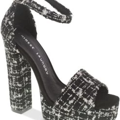 New 😍 Chinese Laundry 👩 Womens Tweed Peep Toe 👗 Dress 🩴 Sandals 🛒