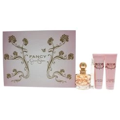 Outlet 🛒 Fancy by Jessica Simpson for 👩 Women - 4 Pc Gift Set 3.4oz EDP Spray, 0.34oz EDP Spray, 3oz Body Lotion, 3oz Bath & Shower Gel ⭐
