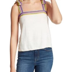 Top 10 ⌛ Jessica Simpson Juniors Sloane 👩 Womens Striped Square Neck Tank Top 🧨
